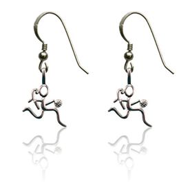 Sterling Silver Basketball Girl Stick Figure Earrings