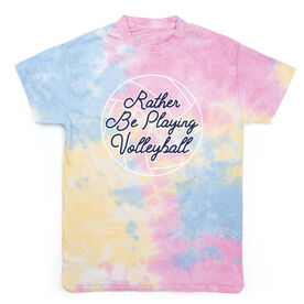 Volleyball Short Sleeve T-Shirt - I'd Rather Be Playing Volleyball Tie Dye