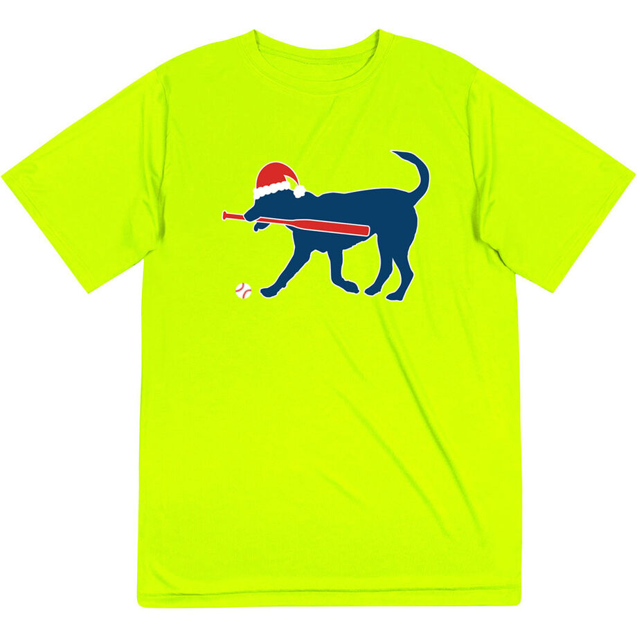Baseball Short Sleeve Performance Tee - Play Ball Christmas Dog - Personalization Image