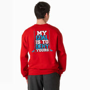 Hockey Crewneck Sweatshirt - My Goal Is To Deny Yours (Blue/Black) (Back Design)