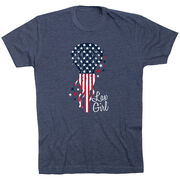 Girls Lacrosse Short Sleeve T-Shirt - Patriotic Lax Girl