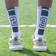 Team Number Woven Mid-Calf Socks - White/Gray