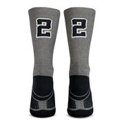Team Number Woven Mid-Calf Socks - Gray/Black
