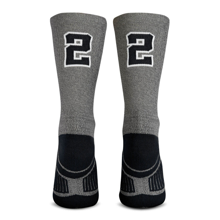 Team Number Woven Mid-Calf Socks - Gray/Black