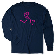Field Hockey Tshirt Long Sleeve - Neon Field Hockey Girl