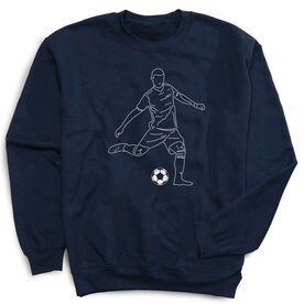 Soccer Crewneck Sweatshirt - Soccer Guy Player Sketch