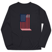 Hockey Long Sleeve Performance Tee - American Flag