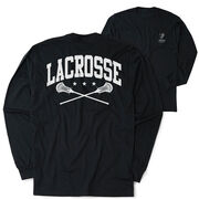 Guys Lacrosse Tshirt Long Sleeve - Crossed Sticks (Back Design)