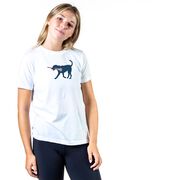 Girls Lacrosse Short Sleeve T-Shirt LuLa the Lax Dog (Blue)