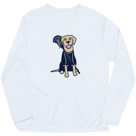 Guys Lacrosse Long Sleeve Performance Tee - Riley The Lacrosse Dog