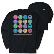 Volleyball Tshirt Long Sleeve - Volleyball Makes Me Happy (Back Design)