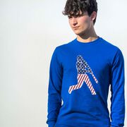 Baseball Tshirt Long Sleeve - Baseball Stars and Stripes Player