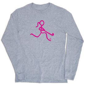Field Hockey Tshirt Long Sleeve - Neon Field Hockey Girl