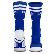 Guys Lacrosse Woven Mid-Calf Socks - Retro Crossed Sticks (Royal/White)