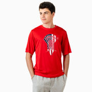 Guys Lacrosse Short Sleeve Performance Tee - Patriotic Stick