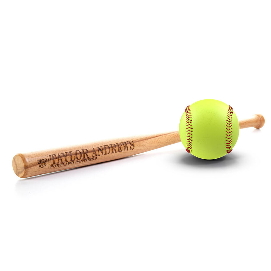 Engraved Mini Softball Bat - Player Information