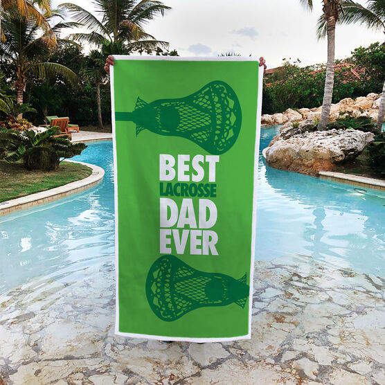 Guys Lacrosse Premium Beach Towel - Best Dad Ever