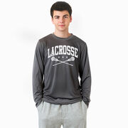 Guys Lacrosse Long Sleeve Performance Tee - Crossed Sticks