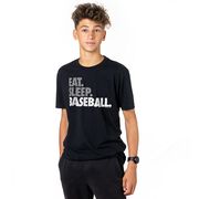 Baseball Tshirt Short Sleeve Eat Sleep Baseball Bold Text