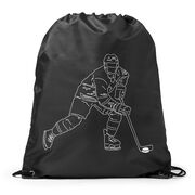 Hockey Drawstring Backpack - Hockey Player Sketch