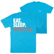 Wrestling Short Sleeve T-Shirt - Eat Sleep Wrestle (Stack) (Back Design)