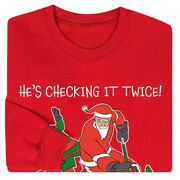 Hockey Crewneck Sweatshirt - He's Checking It Twice