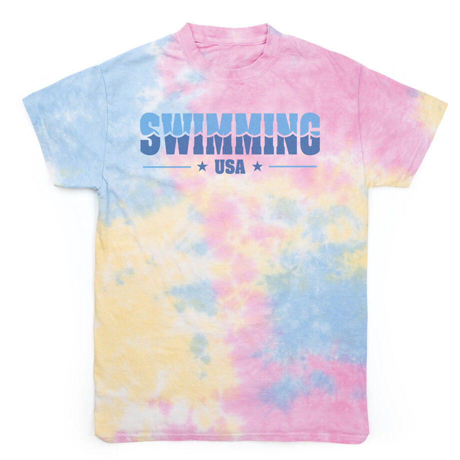 Swimming Short Sleeve T-Shirt - Swimming USA Tie Dye