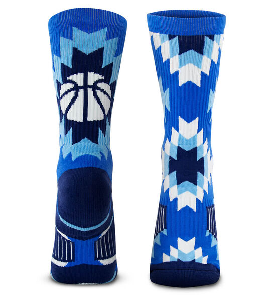 Basketball Woven Mid-Calf Socks - Aztec (Blue) | ChalkTalkSPORTS