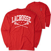 Guys Lacrosse Tshirt Long Sleeve - Crossed Sticks (Back Design)