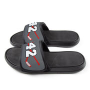 Hockey Repwell&reg; Slide Sandals - Hockey Crossed Sticks with Number