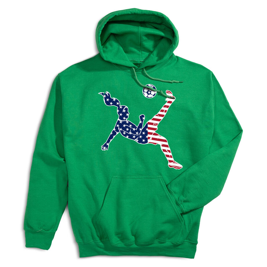 Soccer Hooded Sweatshirt - Girls Soccer Stars and Stripes Player - Personalization Image