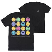 Softball Short Sleeve T-Shirt - Softball Makes Me Happy (Back Design)