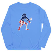 Volleyball Long Sleeve Performance Tee - Volleyball Stars and Stripes Player