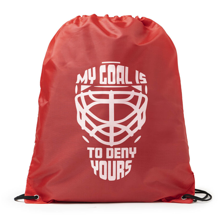 Hockey Sport Pack Cinch Sack - My Goal is to Deny Yours Goalie Mask