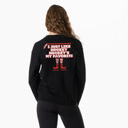 Hockey Crewneck Sweatshirt  - Hockey's My Favorite (Back Design)
