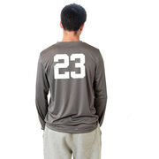 Guys Lacrosse Long Sleeve Performance Tee - Max The Lax Dog