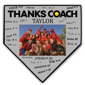 Softball Home Plate Plaque - Thank You Coach Photo Autograph