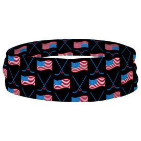 Hockey Multifunctional Headwear - Crossed Sticks and USA Flag Pattern RokBAND