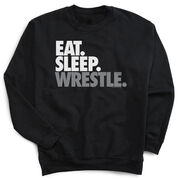 Wrestling Crew Neck Sweatshirt - Eat Sleep Wrestle (Stack) [Adult Medium/Black] - SS
