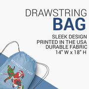 Hockey Drawstring Backpack - He's Checking It Twice
