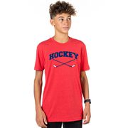 Hockey Tshirt Short Sleeve Hockey Crossed Sticks Logo