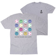 Soccer Short Sleeve T-Shirt - Soccer Makes Me Happy (Back Design)