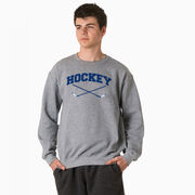 Hockey Crewneck Sweatshirt - Hockey Crossed Sticks