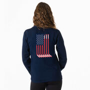 Hockey Tshirt Long Sleeve - American Flag (Back Design)