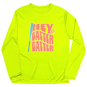 Softball Long Sleeve Performance Tee - Hey Batter Batter
