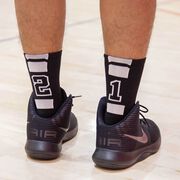 Team Number Woven Mid-Calf Socks - Black