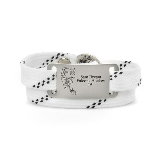 Adjustable Hockey Lace Bracelet With Slider - Personalized Player