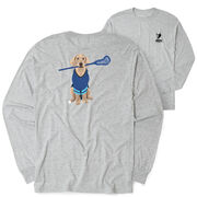 Guys Lacrosse Tshirt Long Sleeve - Laxer the Lacrosse Dog (Back Design)