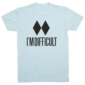 Skiing & Snowboarding Short Sleeve T-Shirt - I'm Difficult [Adult Medium/Light Blue] - SS