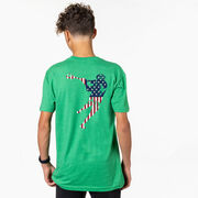 Guys Lacrosse Short Sleeve T-Shirt - American Flag Silhouette (Back Design)